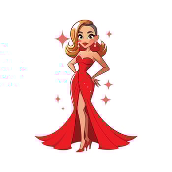 Chic Glamorous Red Carpet Fashion Model. vector