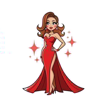Bold Glamorous Red Carpet Fashion Model. vector