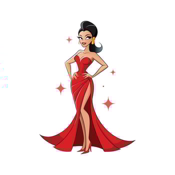 Vibrant Glamorous Red Carpet Fashion Model vector