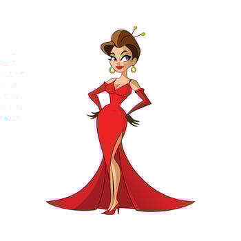 Trendy Glamorous Red Evening Gown Fashion Model vector