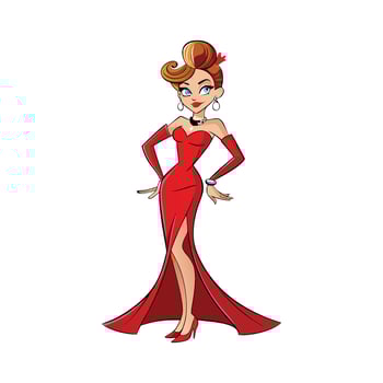 Bold Glamorous Red Evening Gown Fashion Model vector