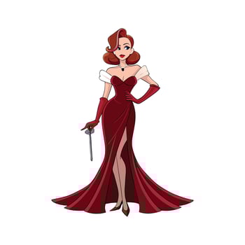 Bold Glamorous Velvet Dress Fashion Model vector