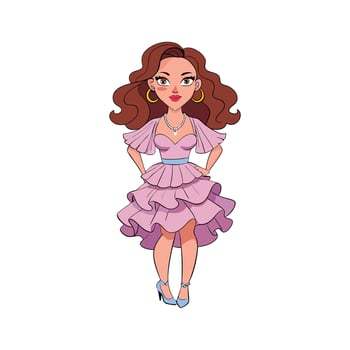 Stylish Playful Ruffled Dress Model 2 vector