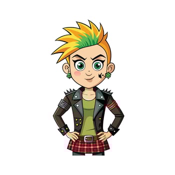 Chic Punk Rock Festival Fashion Model vector