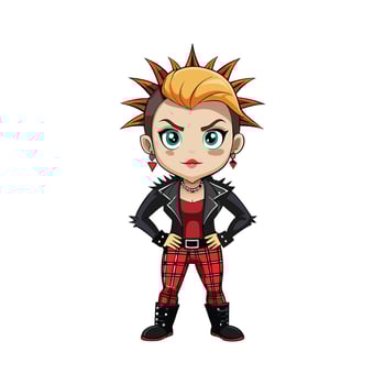 Stylish Punk Rock Cartoon Fashion Model vector