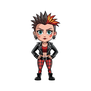 Bold Punk Rock Cartoon Fashion Model 3 vector