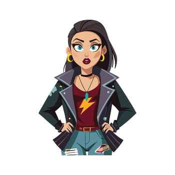 Trendy Statement Leather Jacket Fashion Model Illustrate 1 vector