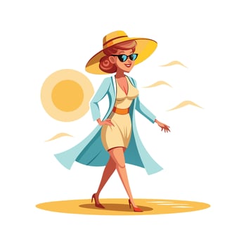 Chic Summer Beach Vacation Fashion Model Design 1 vector
