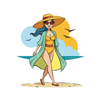 Trendy Summer Beach Vacation Fashion Model Design vector
