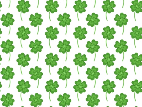 Four leaf lucky clovers cartoon seamless pattern for St. Patrick's Day. vector