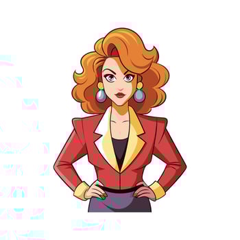 Elegant Vintage 80s Power Dressing Fashion Model Illustrate vector