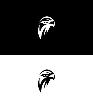 Stylized Hawk Head Logo Design Black, White, Minimalist, Bird vector