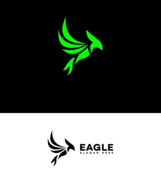 Abstract Green Eagle Logo Design, Bird Icon, Flight Symbol, Creative Branding vector