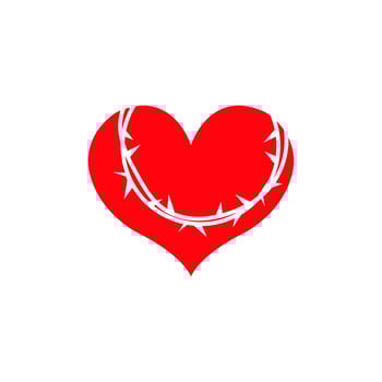 Red Heart Encircled by Thorns Pain, Suffering, Love, Sacrifice vector