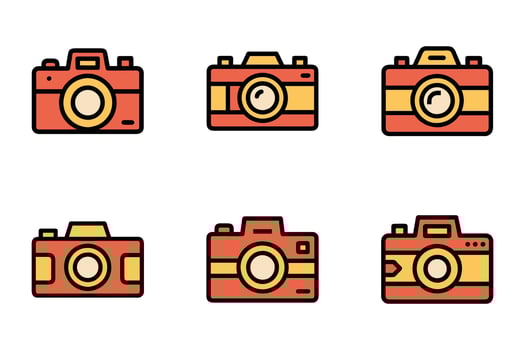 Camera silhouette isolated flat design icon series vector