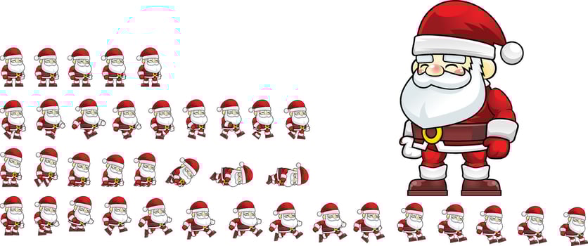 Santa Claus Christmas Game Character Sprite Sheet vector