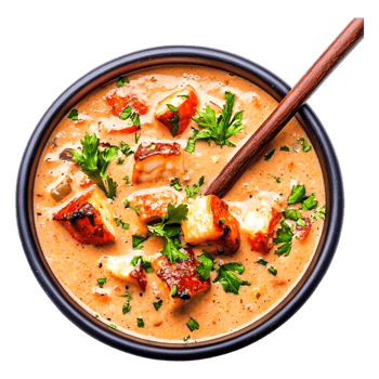 Creamy Seafood Chowder with Fresh Herbs and Grilled Fish Chunks png