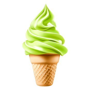 Creamy green dessert cone with soft swirl texture and vibrant color png
