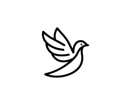 A black and white illustration of a dove vector