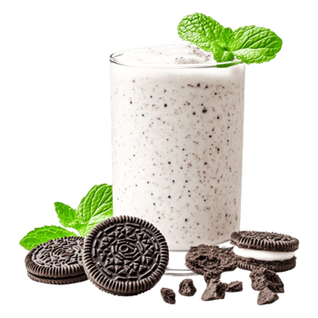 Creamy Mint Oreo Milkshake with Mint Leaves and Crushed Cookies Decoration png