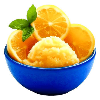 Refreshing Lemon Sorbet with Fresh Lemon Slices and Mint Leaves in Bowl png