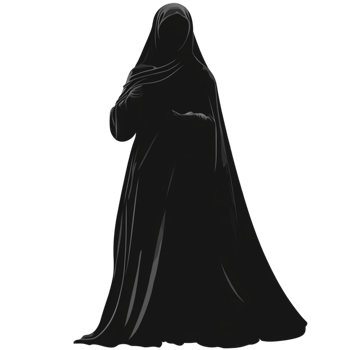 Woman dressed in black abaya standing gracefully png