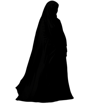 Woman wearing a black abaya cloak isolated png