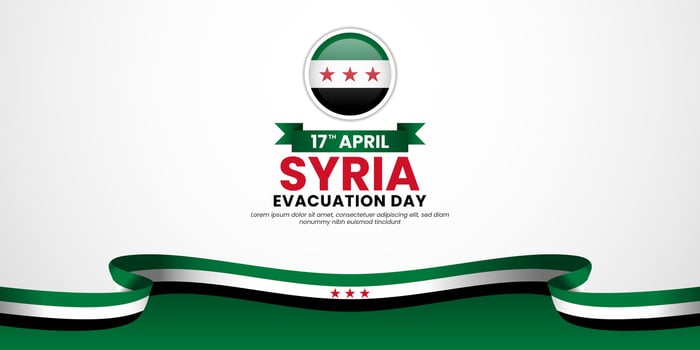 Syria realistic flag background template for poster, greeting card. Can use for National Evacuation day or Independence day vector