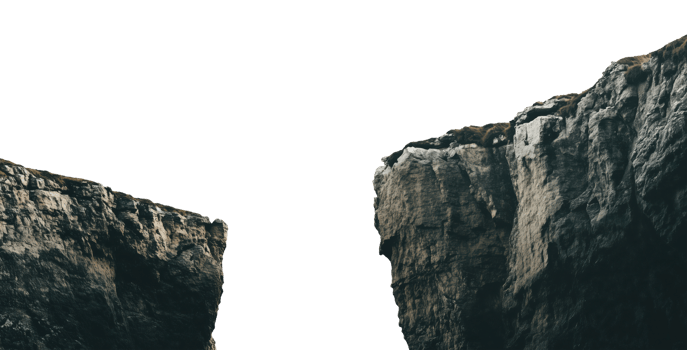 Two cliffs with a gap isolated on a transparent background png