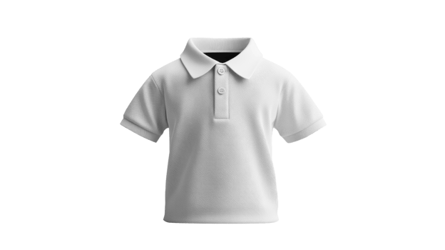 White polo shirt for kids, short sleeves, casual wear, comfortable fabric, versatile style, perfect for summer outings png