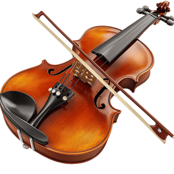 wooden violin a bow placed across the strings png