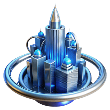 stunning contemporary A Towering Chrome Metropolis Built on The high quality png