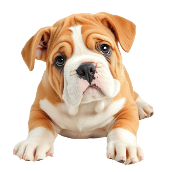 Adorable bulldog puppy sitting a curious innocent look png