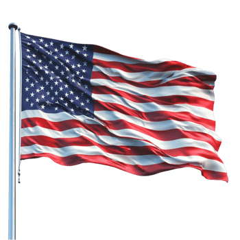 American flag waving proudly on a tall silver flagpole png