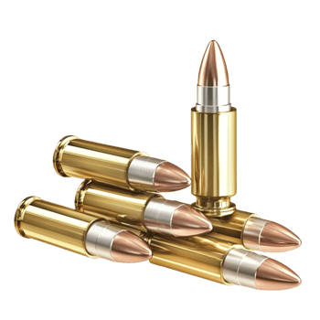 Shiny golden bullets pointed tips stacked in a neat pile png