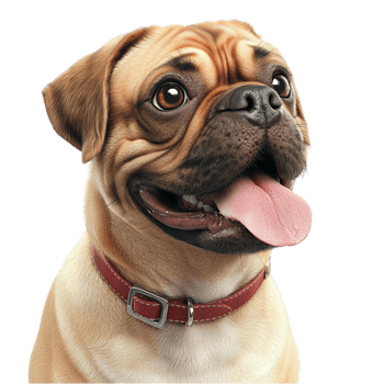 Cute pug dog a wrinkled face a happy tongue out expression png