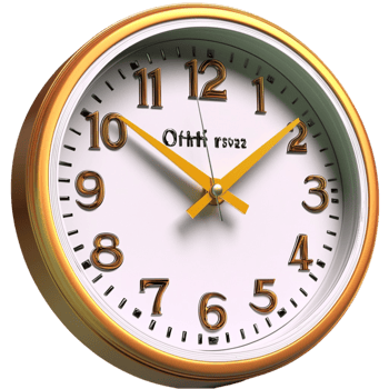 gold rimmed wall clock showing the time clear black numerals png