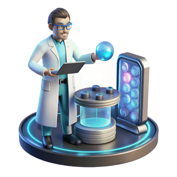 stunning vintage A Scientist Working on a Complex Holograph authentic png