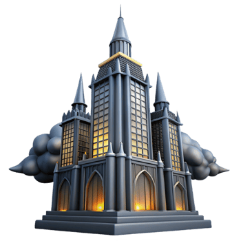 serene modern A Towering Gothic Skyscraper Reaching Into A original png