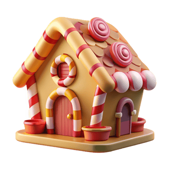 extraordinary contemporary A Whimsical Gingerbread House with Candy Can detailed png