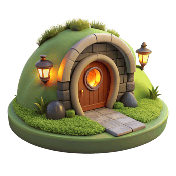 magnificent abstract Cozy Hobbit Hole in Grassy Hillside genuine png