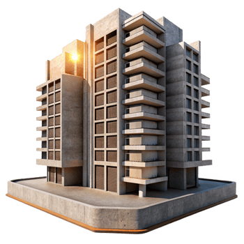 impressive minimalist Brutalism Architecture Concrete Apartment Complex professional png