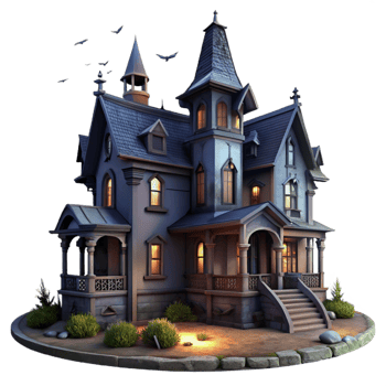 stunning minimalist A Decaying Victorian Mansion with Boarded Up authentic png