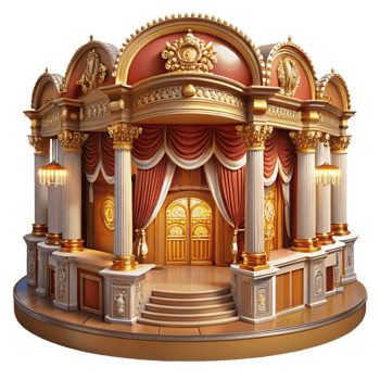 serene traditional A Grand Victorian Opera House with Ornate Ca premium png