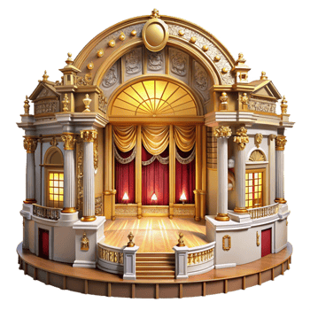 elegant rustic A Grand Victorian Opera House with Ornate Ca high quality png