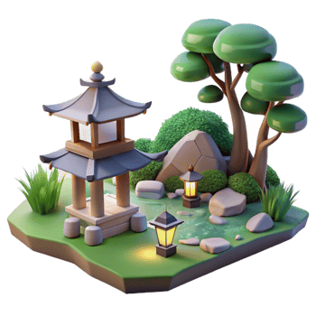 elegant minimalist Serene Japanese Garden Tranquil Landscape professional png