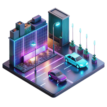 dramatic rustic Cyberpunk Street Scene Neon Signs Reflecti genuine png