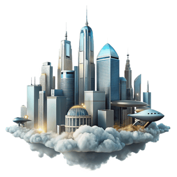 beautiful creative Futuristic Cityscape Towering Skyscrapers P professional png