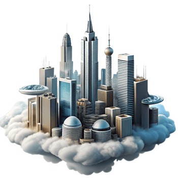 wonderful abstract Futuristic Cityscape Towering Skyscrapers P authentic png