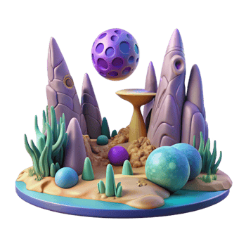 vibrant artistic Alien Landscape Strange Rock Formations G exclusive png